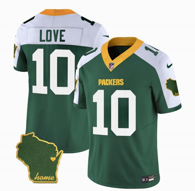 Men's Green Bay Packers #10 Jordan Love Green/White 2023 F.U.S.E. Home Patch Vapor Untouchable Limited Stitched Jersey Men's Green Bay Packers #10 Jordan Love Green/White 2023 F.U.S.E. Home Patch Vapor Untouchable Limited Stitched Jersey